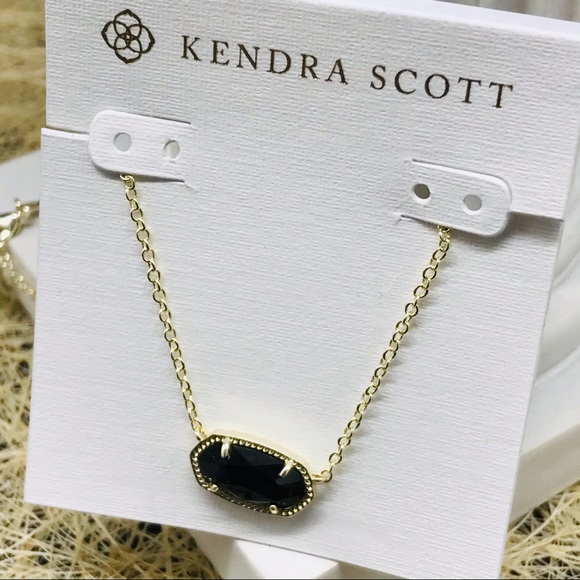 Kendra Scott Elisa Black Opaque necklace Gold Plated - Picture 3 of 9
